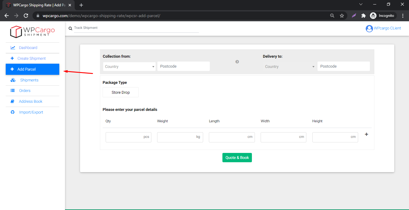 add parce menu